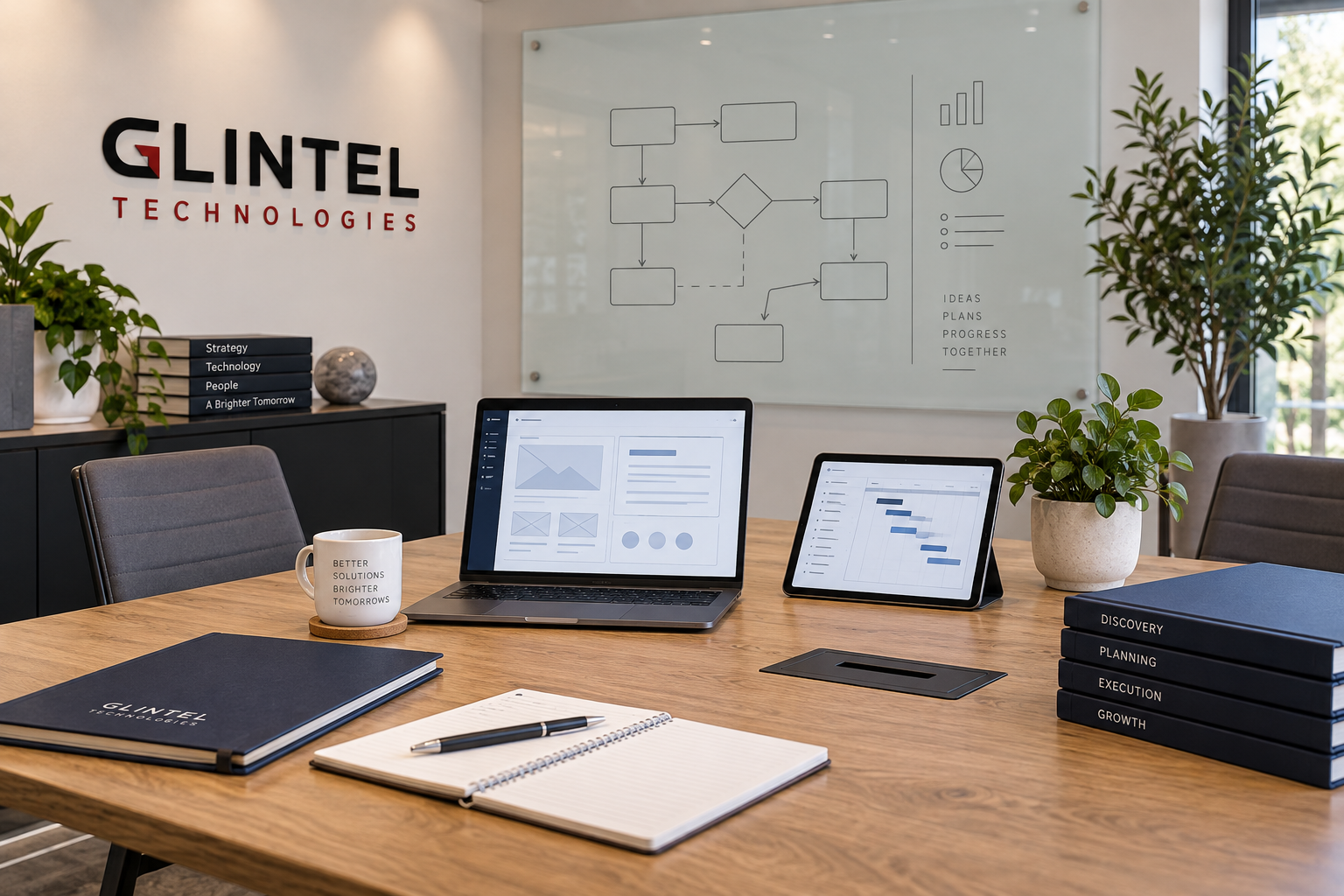 Illustrative Glintel project planning workspace